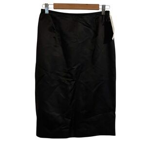 Lafayette 148 New York Black Silk Midi Pencil Skirt